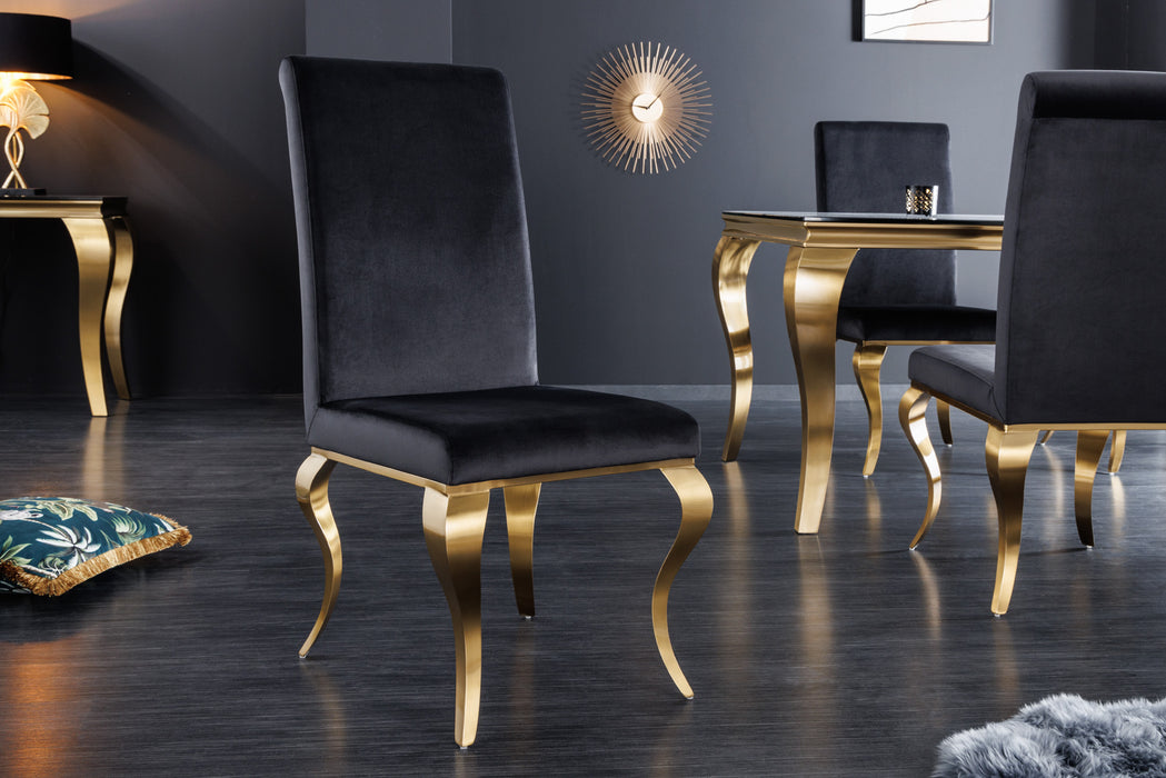 Stuhl Barock schwarzer Samt gold