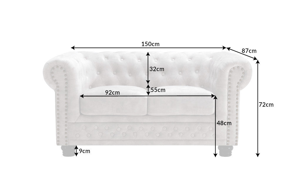 Sofa Chesterfield 2er Champagner Samt