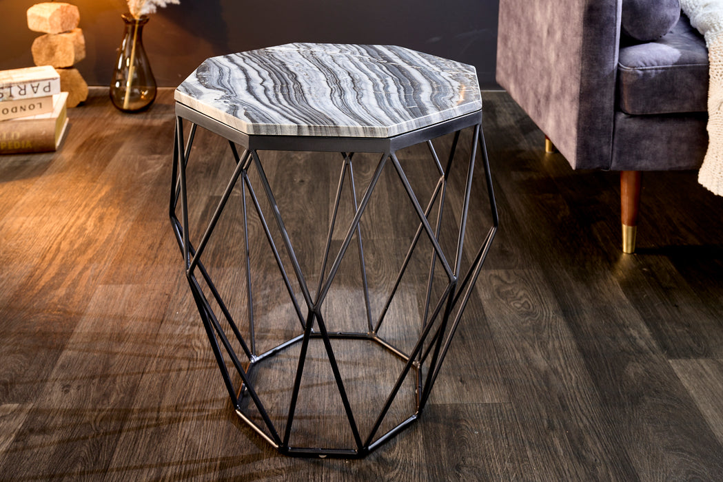 Couchtisch Diamant 50cm Marmor schwarz grau