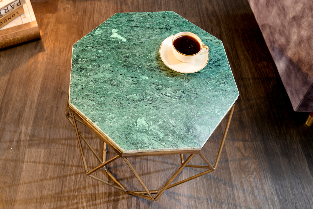 Couchtisch Diamant 50cm Marmor messing grün