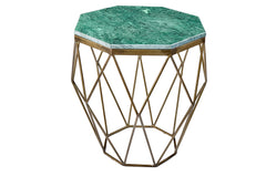 Couchtisch Diamant 50cm Marmor messing gruen
