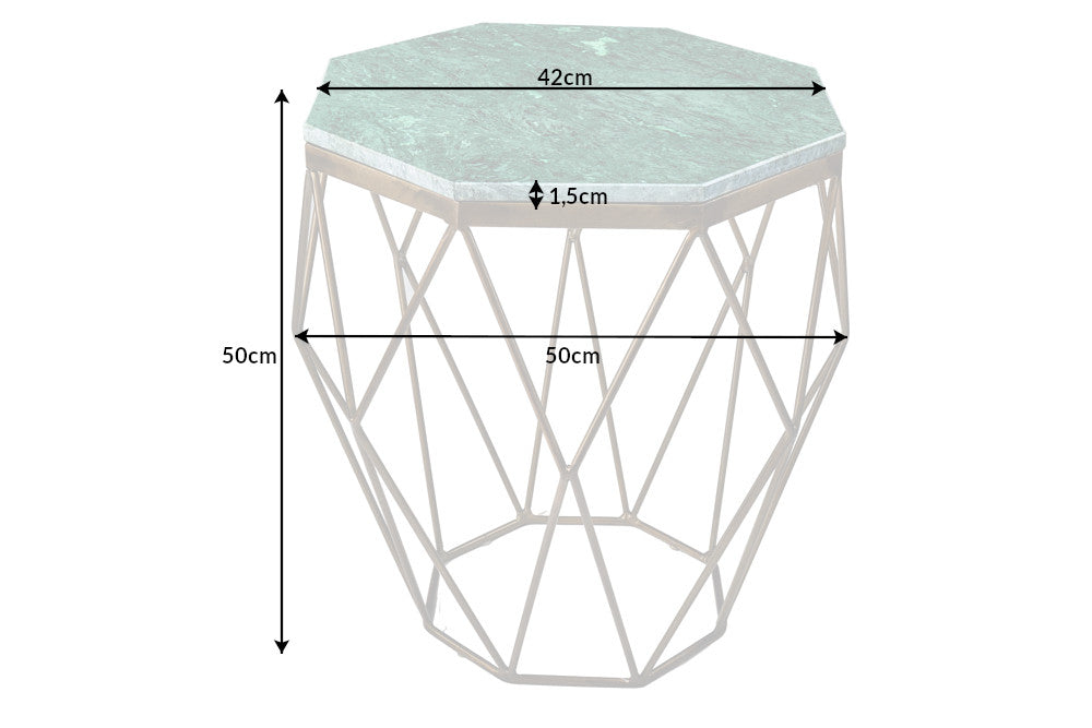 Couchtisch Diamant 50cm Marmor messing grün