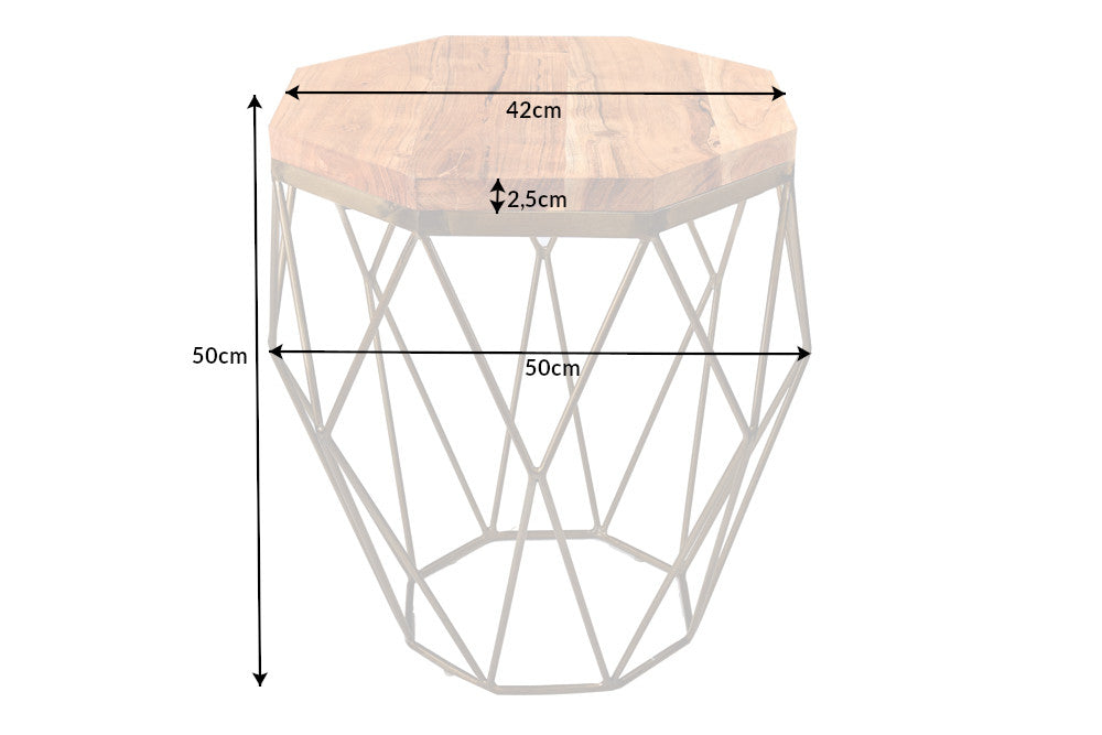 Couchtisch Diamant 50cm Akazie messing natur