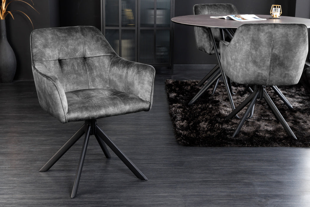 Stuhl Penthouse dunkelgrau Samt drehbar