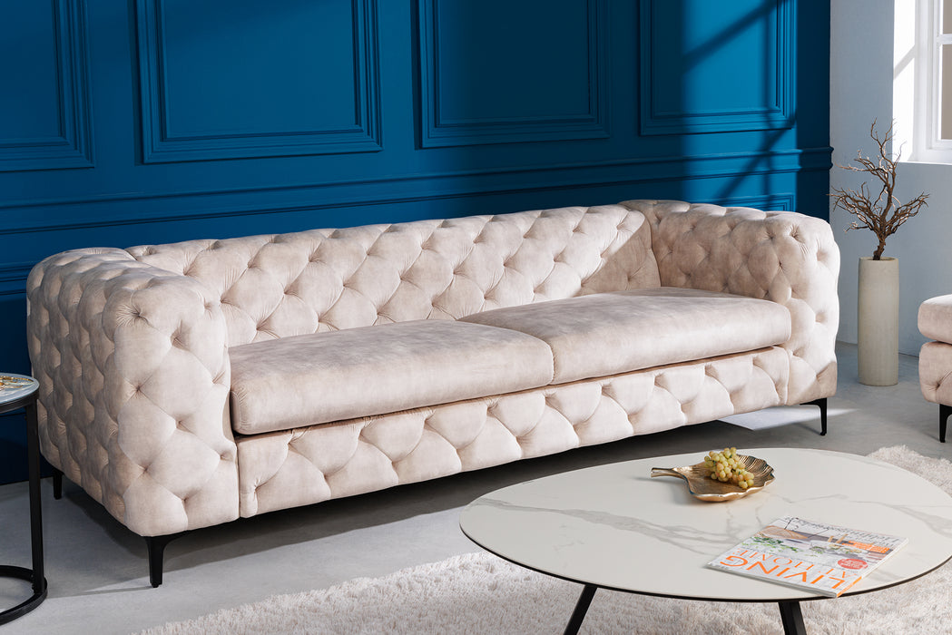 Sofa Barock 3er Champagner Samt