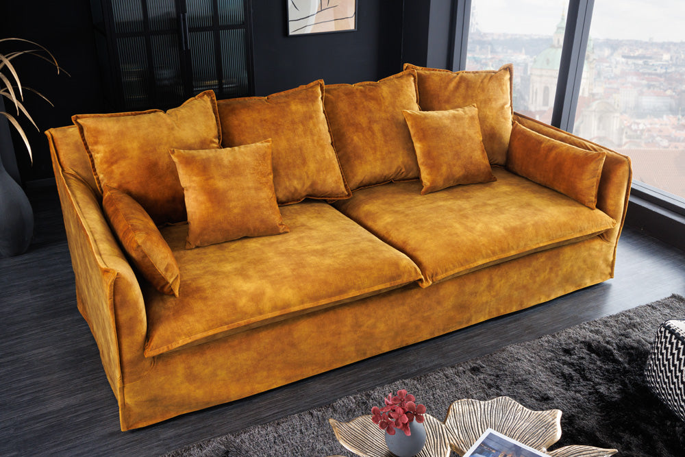 Sofa Clouds 3-sitzer 205cm Senfgelb Samt