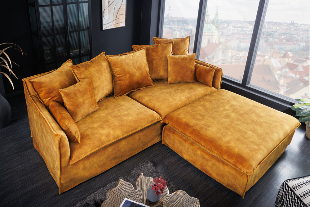 Sofa Clouds 3-sitzer 205cm Senfgelb Samt