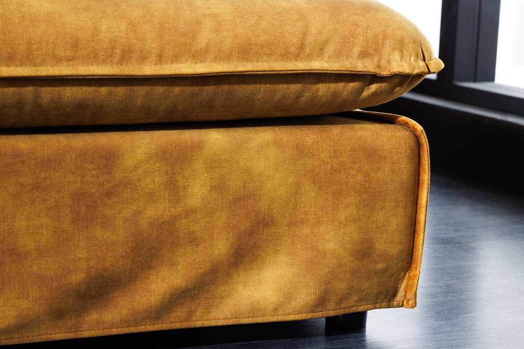 Hocker Clouds 100cm senfgelb Samt