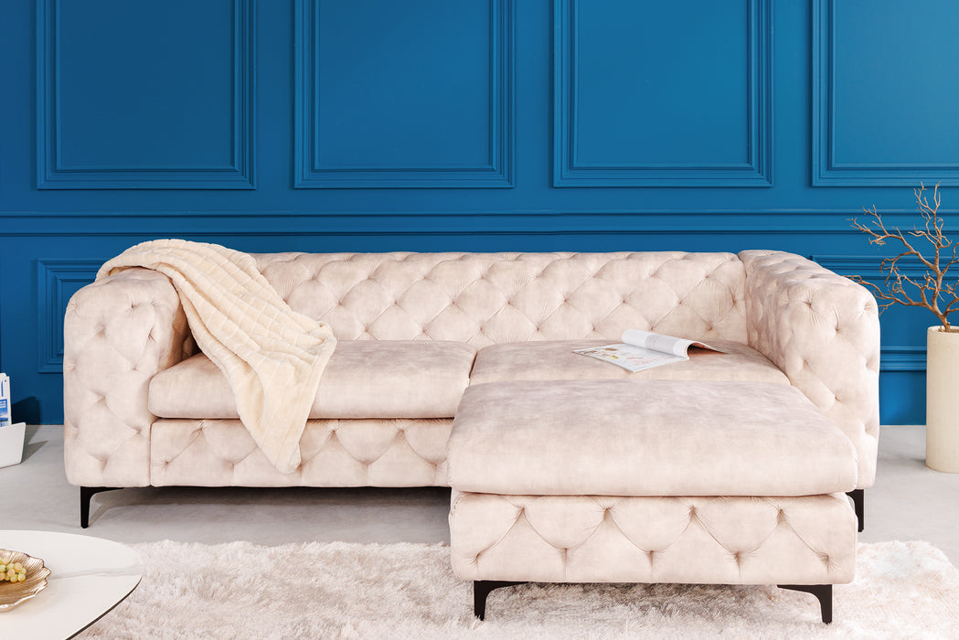 Sofa Barock 3er Champagner Samt