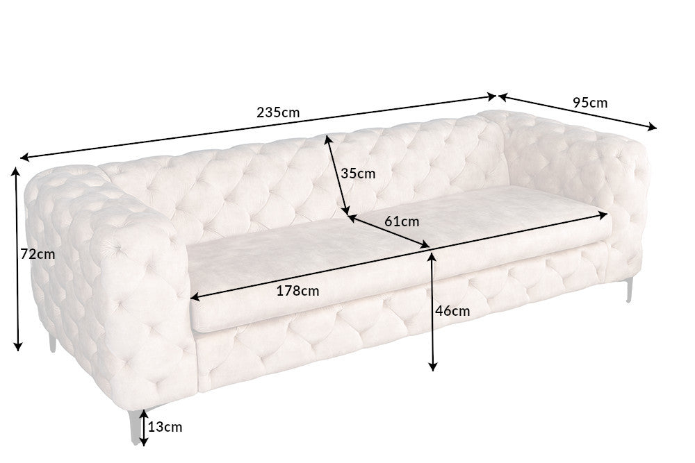 Sofa Barock 3er Champagner Samt