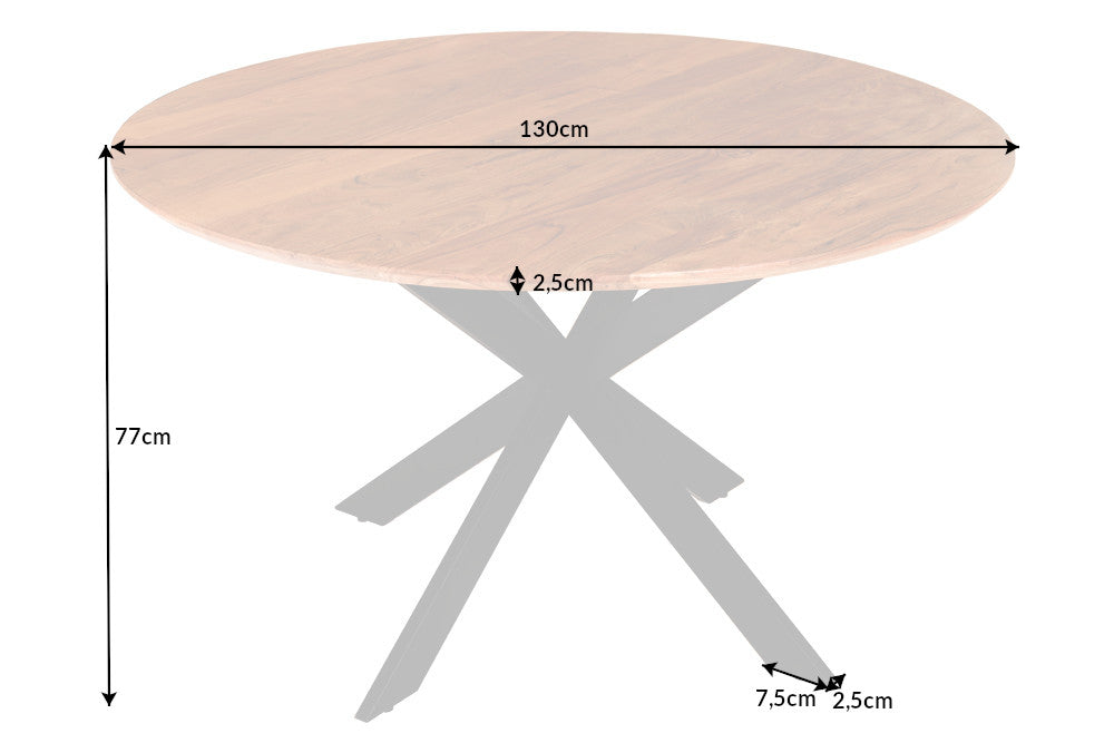 Esstisch Cosmos 130cm Akazie Rund 25mm