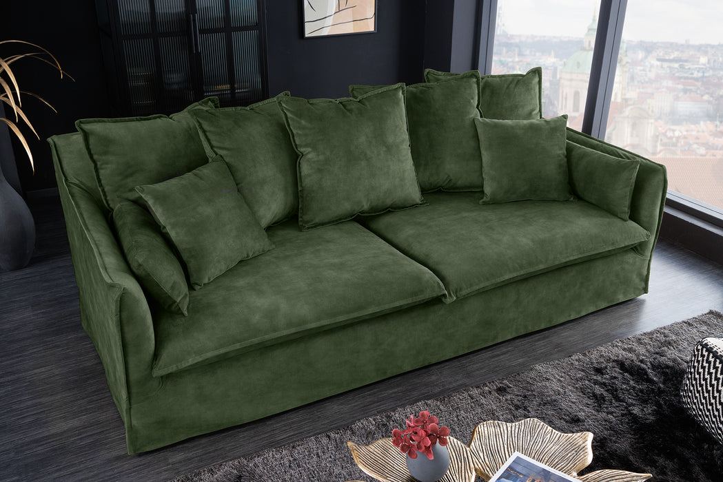 Sofa Clouds 200cm Dunkelgrün Samt