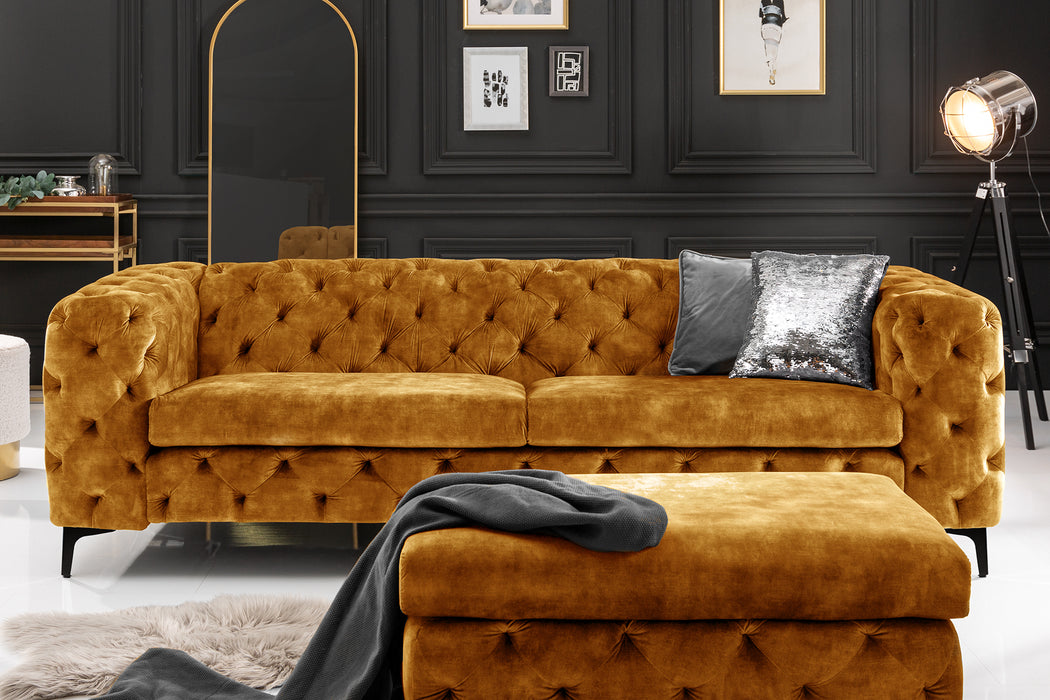 Hocker Barock senfgelb Samt