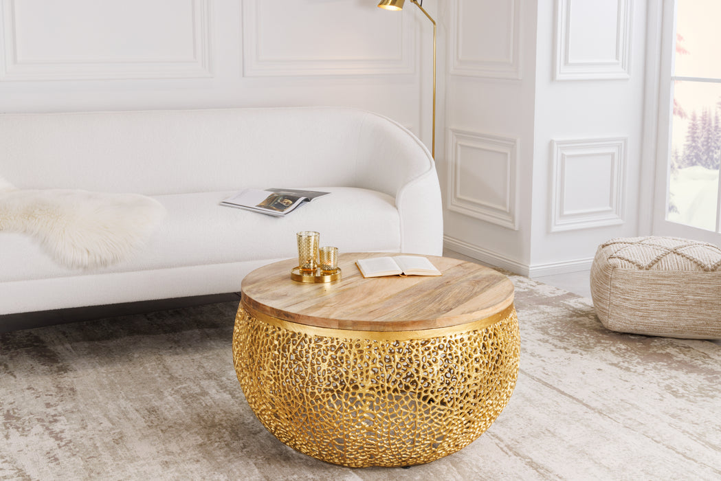Couchtisch Petal 80cm Mango gold