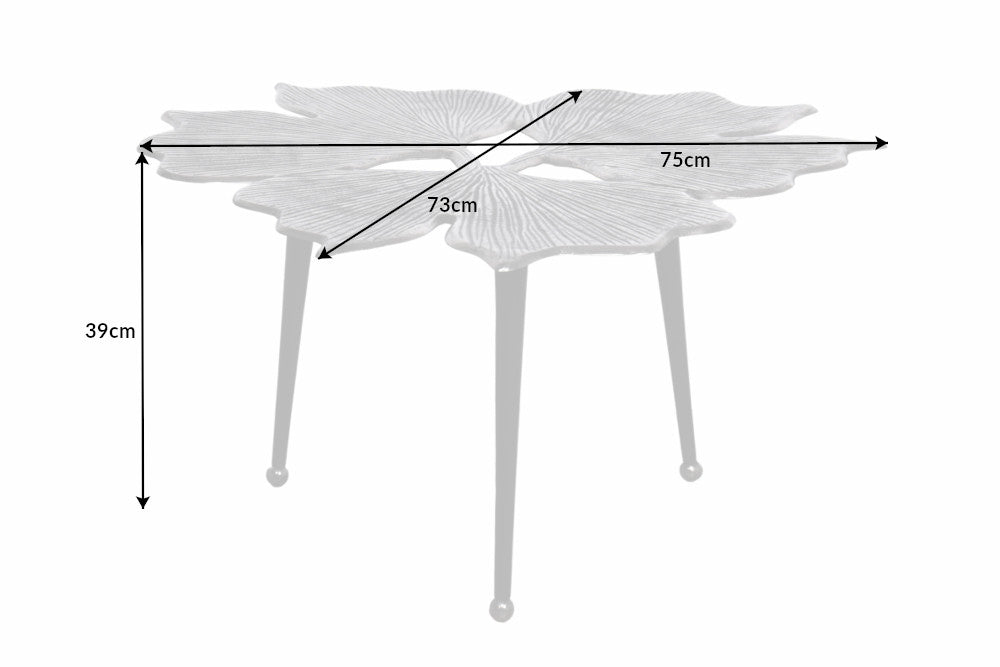 Couchtisch Maple Leaves 75cm silber schwarz