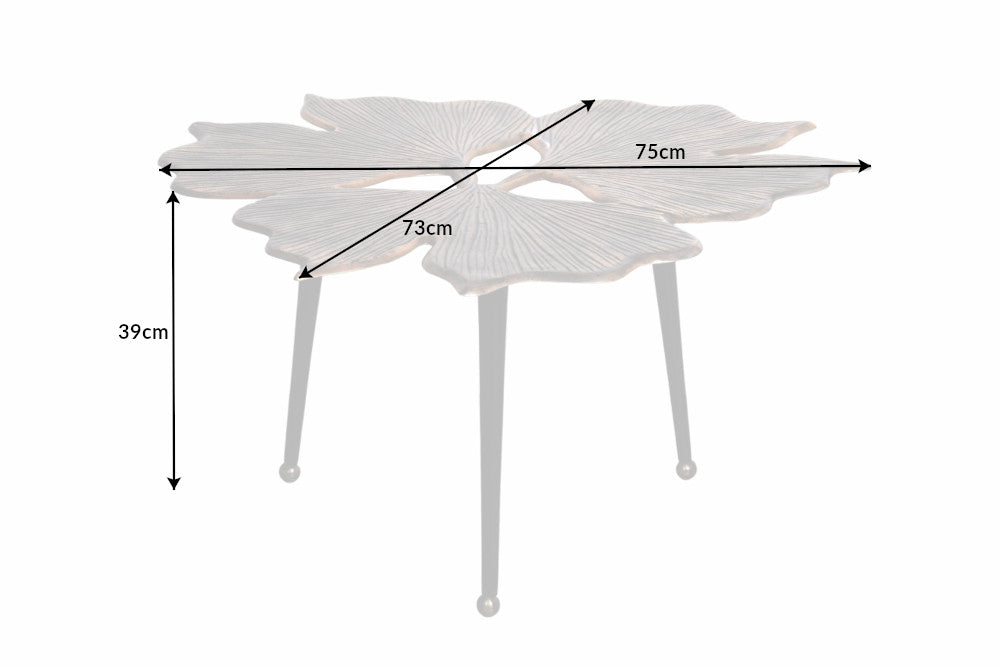 Couchtisch Maple Leaves 75cm gold schwarz