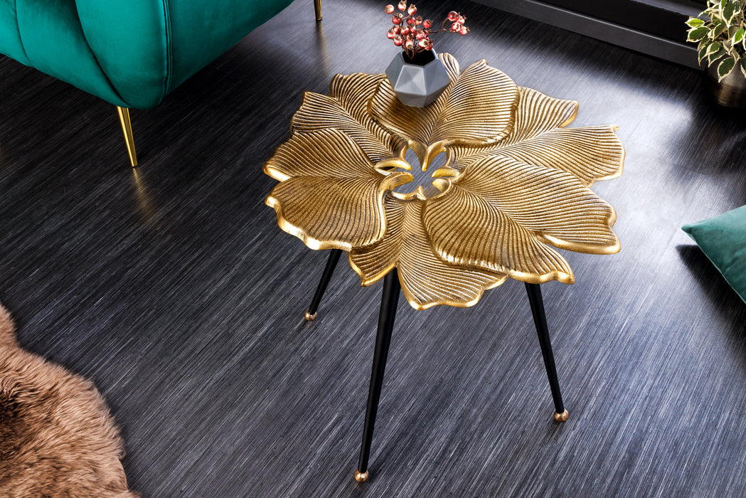 Couchtisch Coral Leafs 55cm gold schwarz