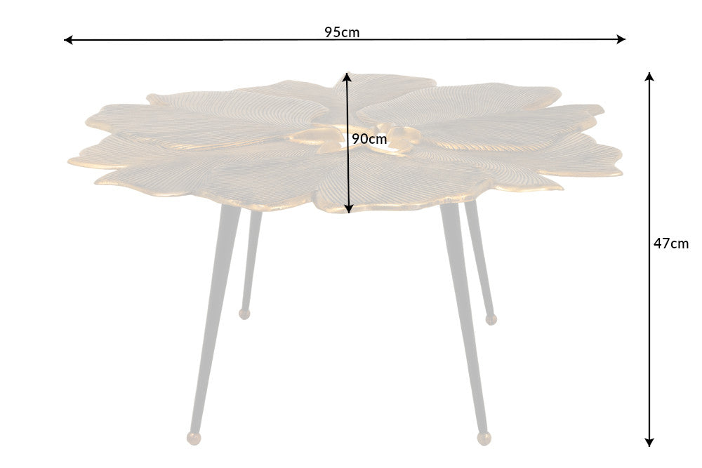 Couchtisch Coral Leafs 95cm gold schwarz