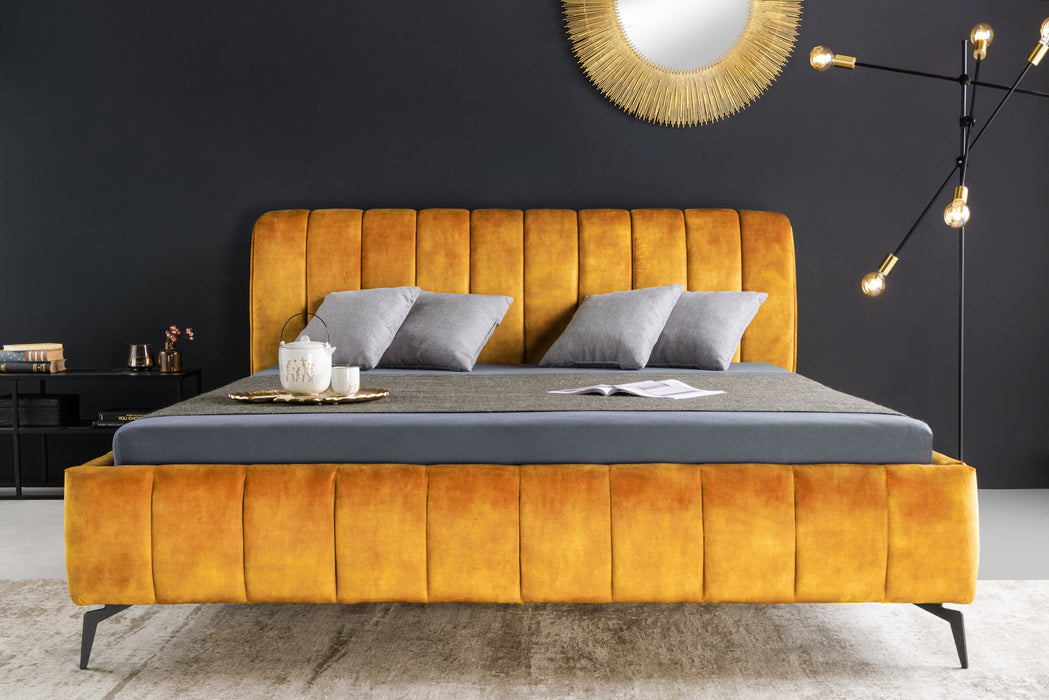 Bett Manhattan 180x200cm senfgelb Samt