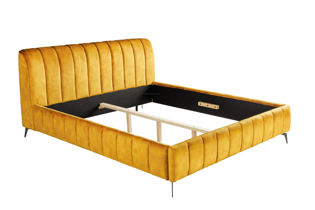 Bett Manhattan 180x200cm senfgelb Samt
