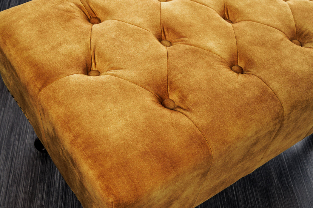 Hocker Chesterfield senfgelb Antik Look