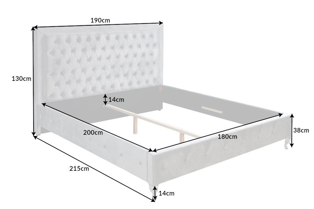 Bett Fantastica 180x200cm silbergrau