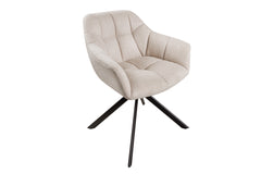 Stuhl Monarch champagner beige Strukturstoff drehbar Ziersteppung