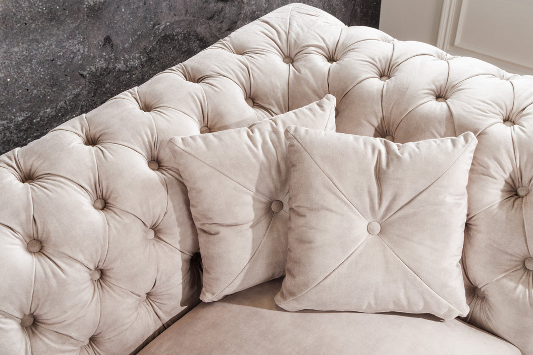 Sofa New York Chesterfield 225cm Samt champagner