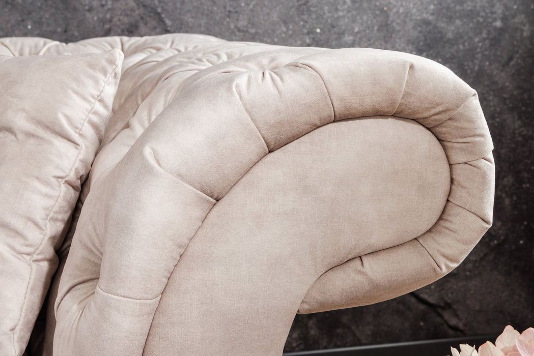 Sofa New York Chesterfield 225cm Samt champagner