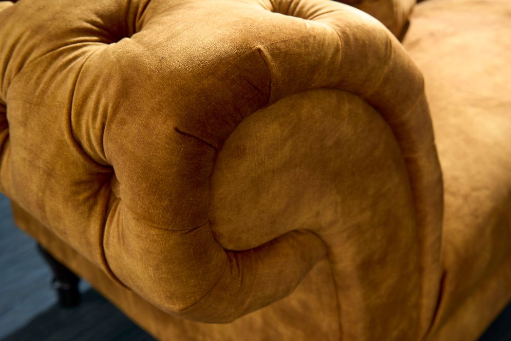 Sofa New York Chesterfield 225cm Samt senfgelb
