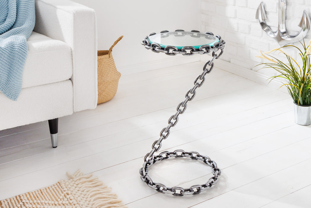 Beistelltisch String 55cm Glasplatte
