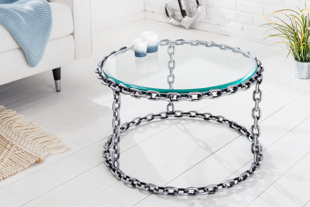 Couchtisch String 65cm Glasplatte