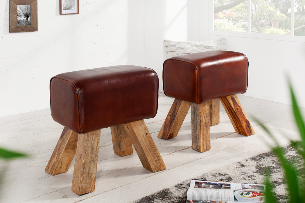 Sitzhocker Stark 40cm Leder