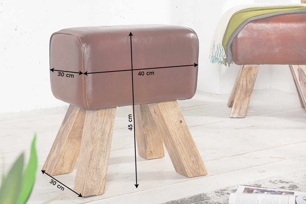 Sitzhocker Stark 40cm Leder