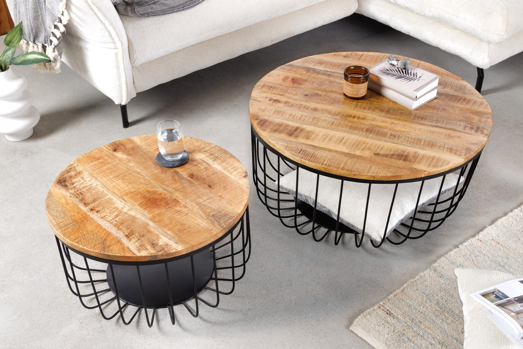Couchtisch Vault 2er Set 70cm natur schwarz