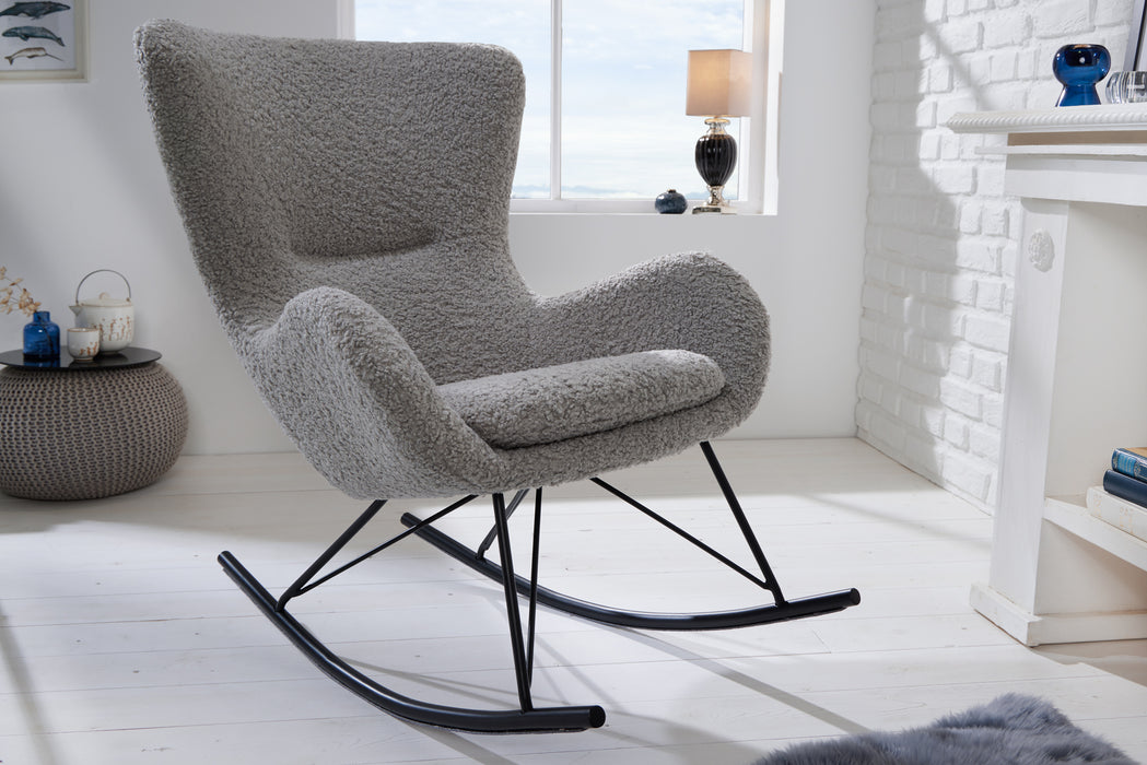 Schaukelstuhl Nordica Swing grau Teddystoff
