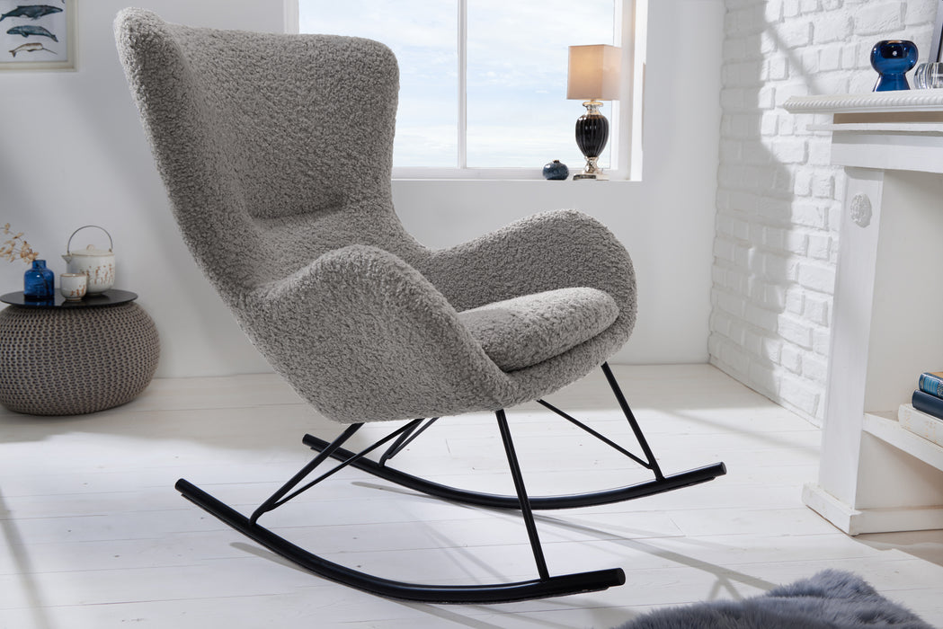Schaukelstuhl Nordica Swing grau Teddystoff