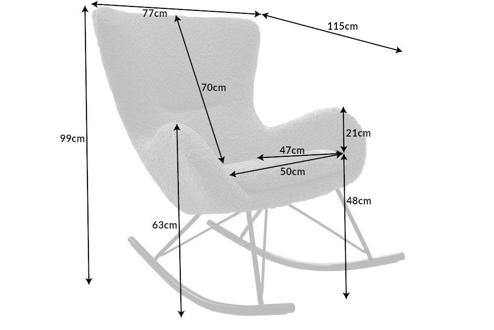Schaukelstuhl Nordica Swing grau Teddystoff