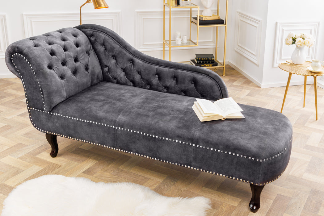 Recamiere Chesterfield 170cm Samt grau