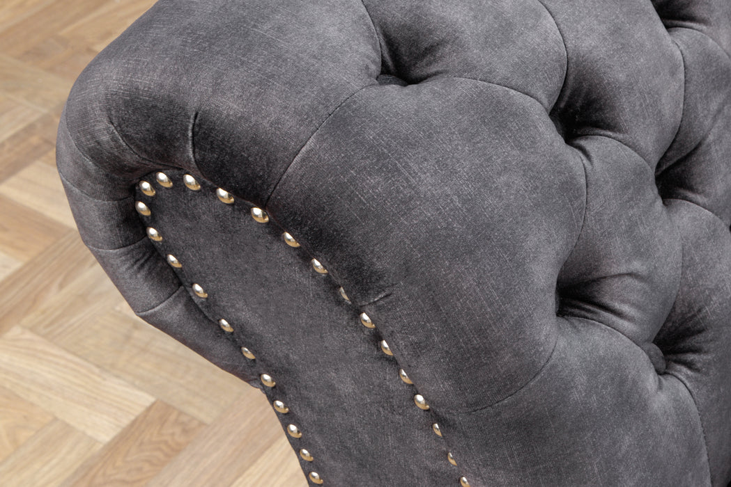 Recamiere Chesterfield 170cm Samt grau