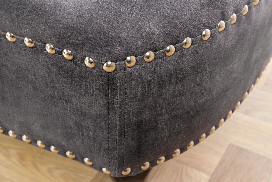Recamiere Chesterfield 170cm Samt grau