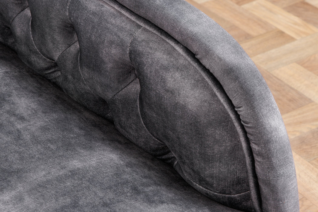 Recamiere Chesterfield 170cm Samt grau