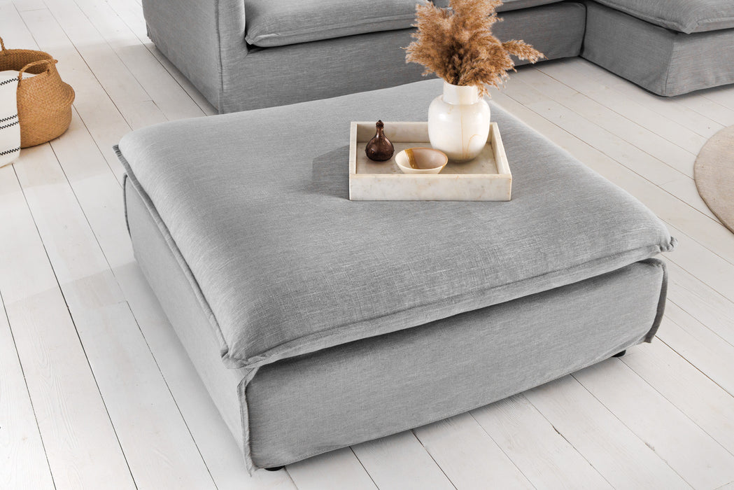 Hocker Clouds 100cm grau Leinen