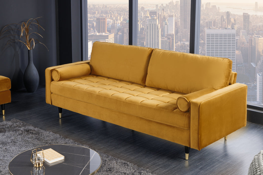 Sofa Plush Velvet 220cm Senfgelb Samt