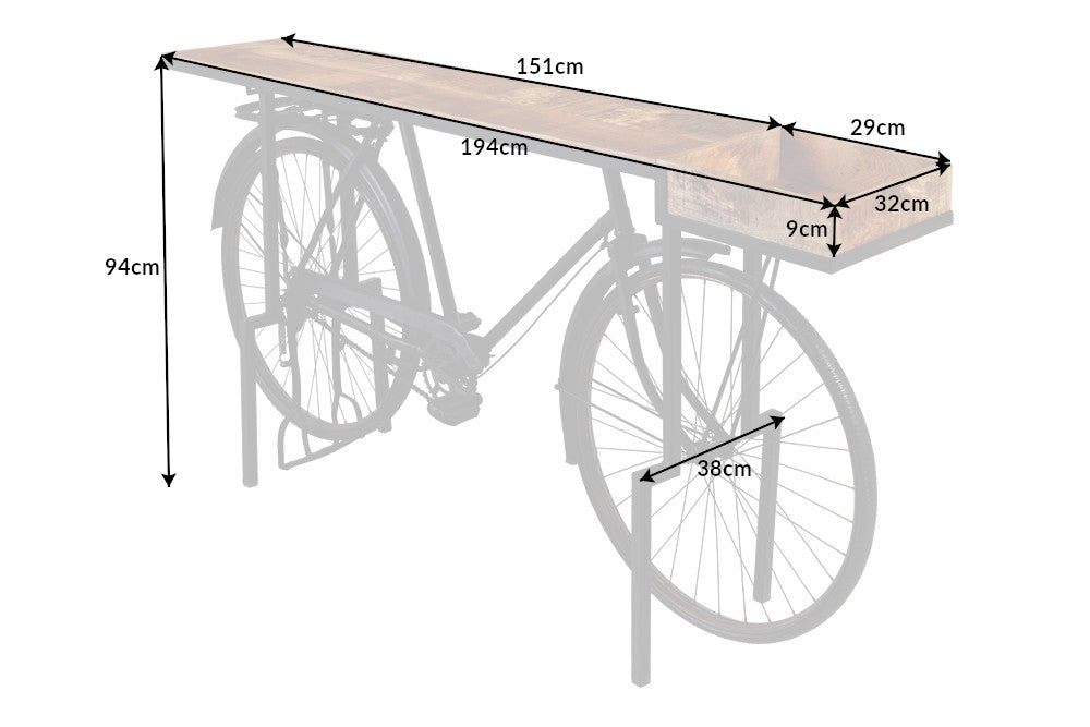Konsole Cycling 195cm Mangoholz schwarz