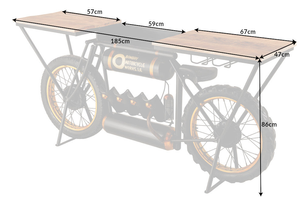 Konsole Chopper 185cm Mangoholz schwarz