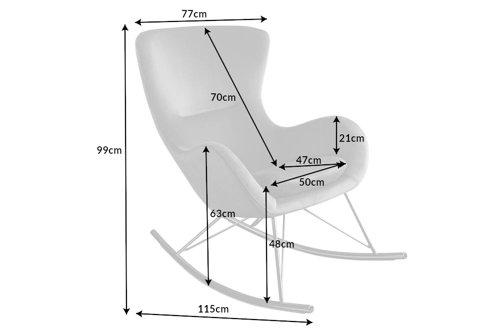 Schaukelstuhl Nordica Swing grau Chrom Samt
