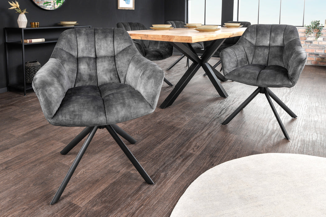 Stuhl Monarch Samt grau drehbar