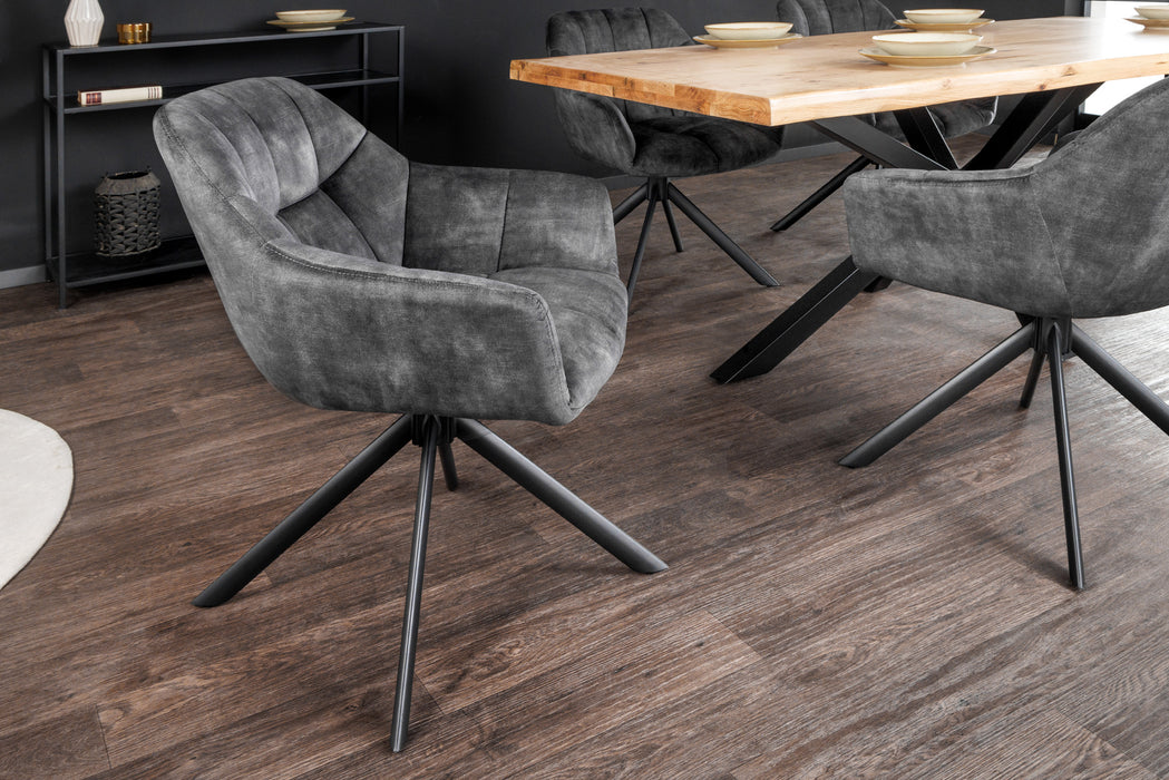 Stuhl Monarch Samt grau drehbar