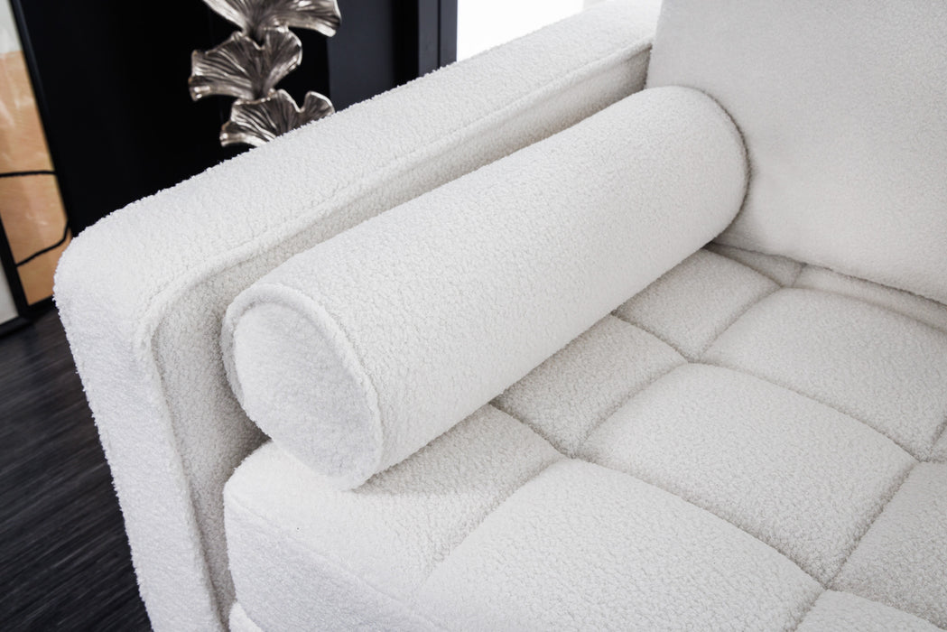 Sofa Plush 220cm Teddystoff Weiss